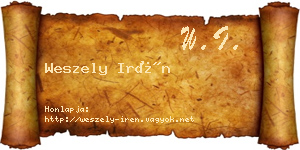 Weszely Irén névjegykártya